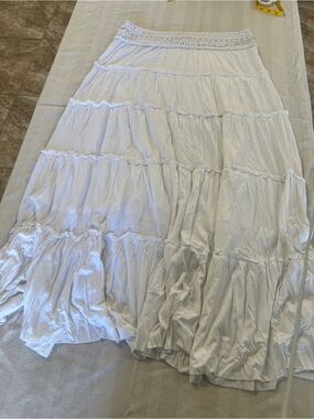 INC International Concepts White Tiered Maxi Skirt